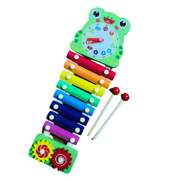 3-in-1 Wooden Xylophone & Educational Activity Toy