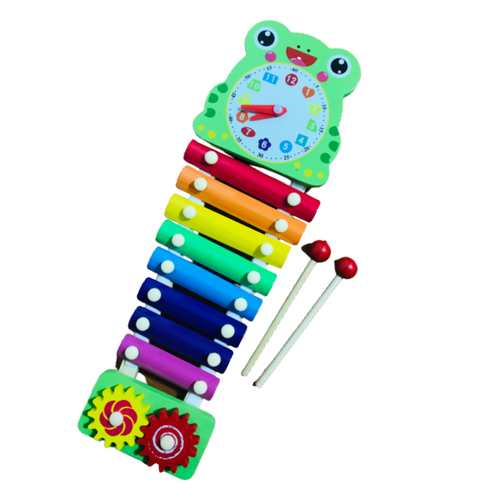 3-in-1 Wooden Xylophone & Educational Activity Toy