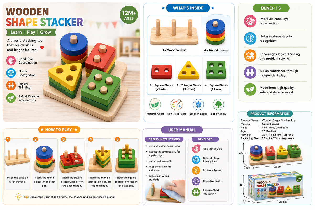 Wooden Shape Stacker Sorting Toy