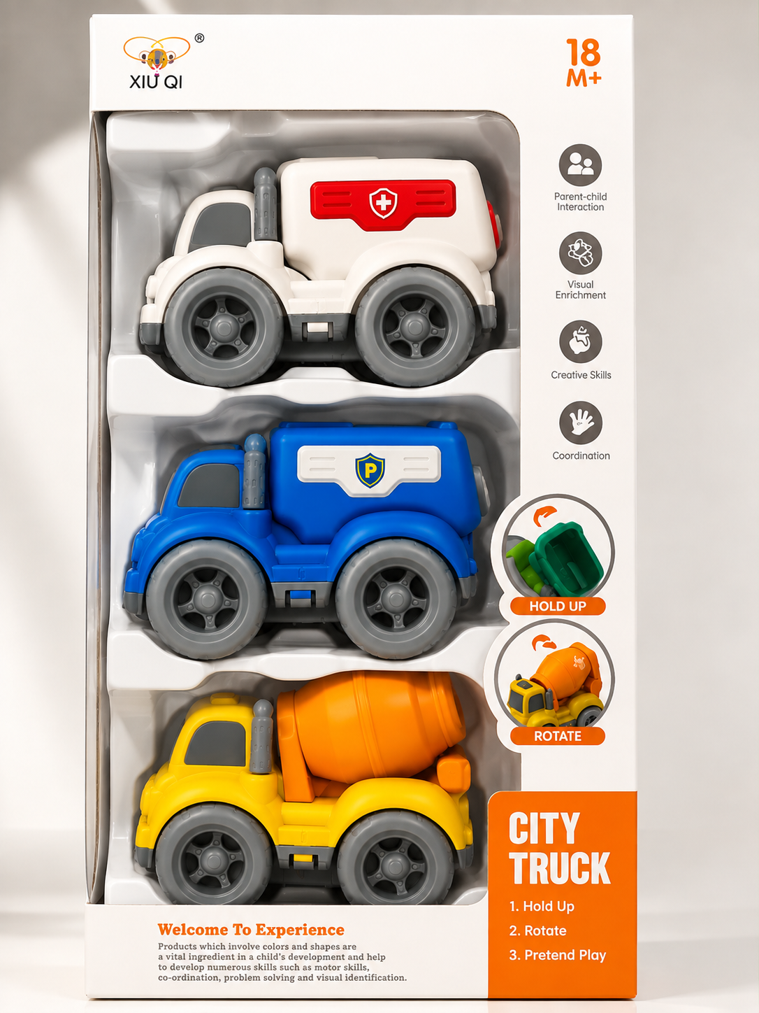 XIU QI City Truck 3-Piece Friction Powered Vehicle Set