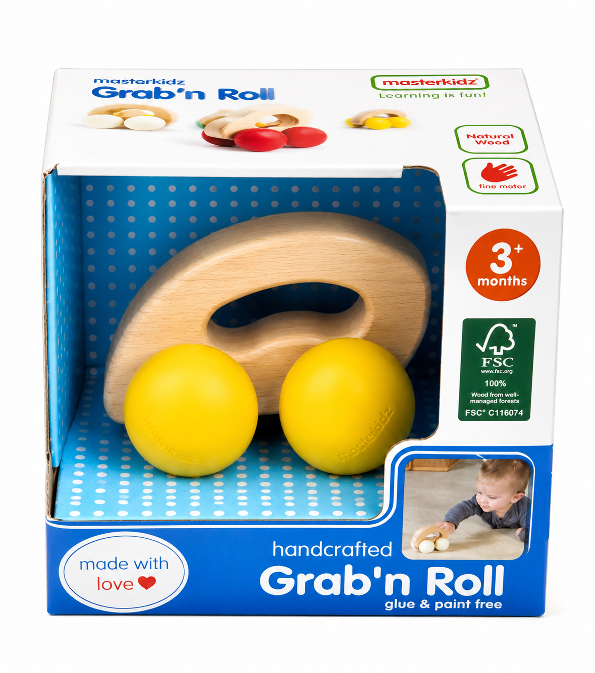 Handcrafted Grab 'n Roll Wooden Infant Toy