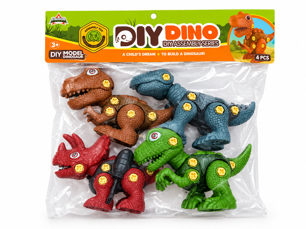DIY Take-Apart Dinosaur Assembly Set (4-Piece Pack)