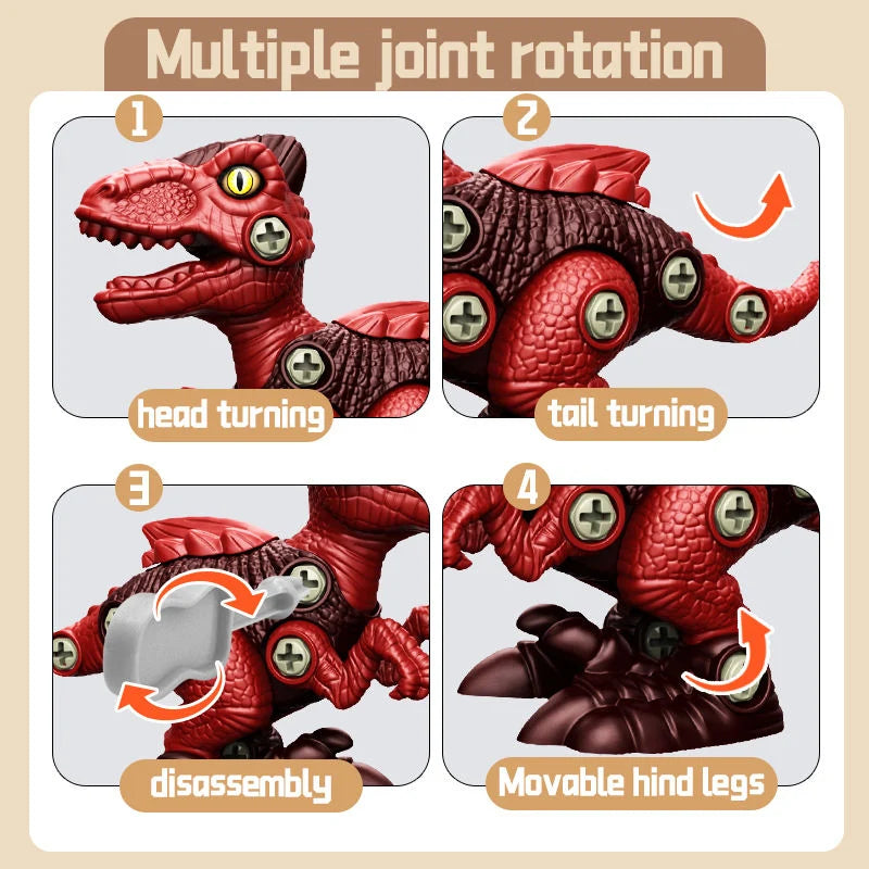 DIY Take-Apart Dinosaur Assembly Set (4-Piece Pack)